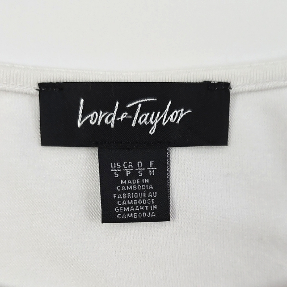 Lord & Taylor Women's White Ruffle Sleeves Top Soft Stretch Viscose Blend Size S - Picture 4 of 10